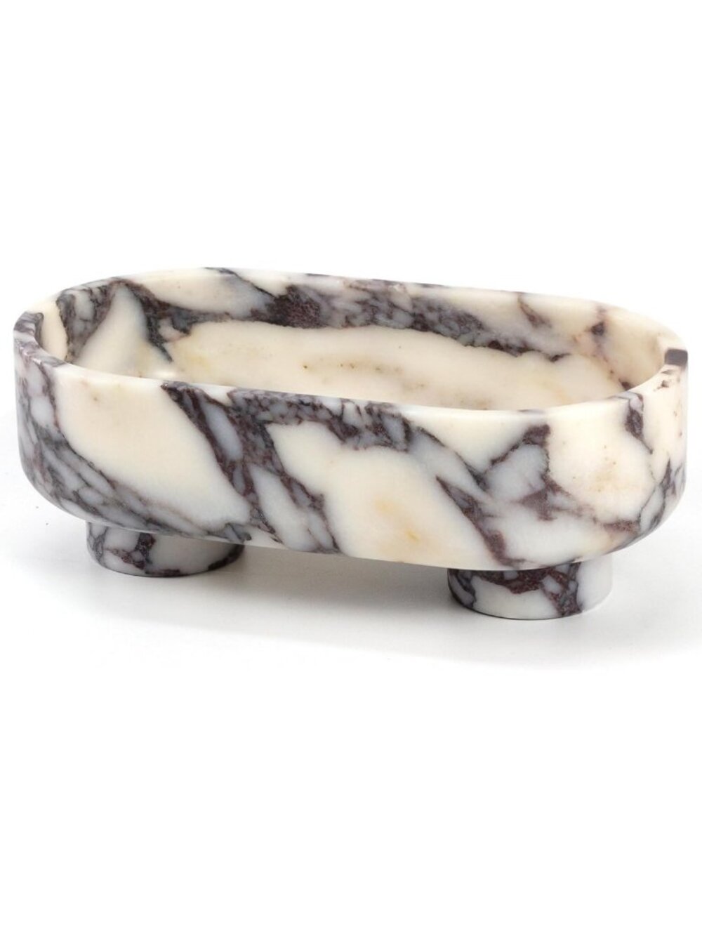 Elegant Natural Oval Marble Fruit Bowl - Two-Legged Decorative Centerpiece